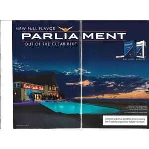 New Full Flavor Parliament Cigarette Advertisement 1990s Vintage Print Ad 2 PAGE